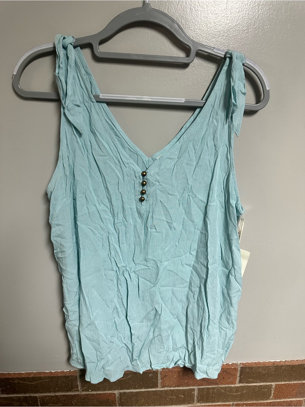 a.n.a Light Aqua Tie-Shoulder V-Neck Tank